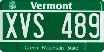 VT license plate XVS489