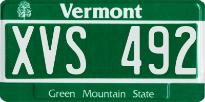 VT license plate XVS492