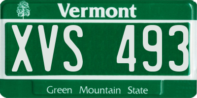 VT license plate XVS493