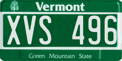 VT license plate XVS496