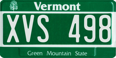 VT license plate XVS498