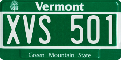 VT license plate XVS501