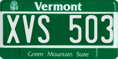 VT license plate XVS503
