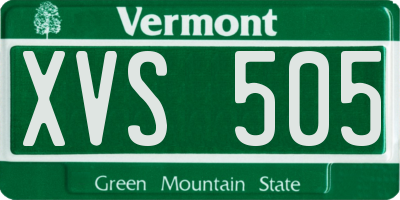 VT license plate XVS505
