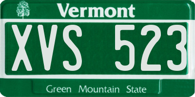 VT license plate XVS523