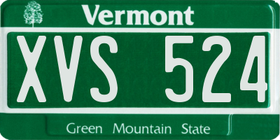 VT license plate XVS524