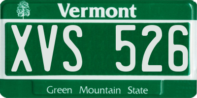 VT license plate XVS526
