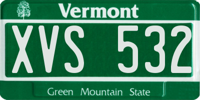 VT license plate XVS532