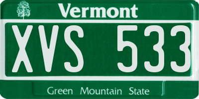 VT license plate XVS533