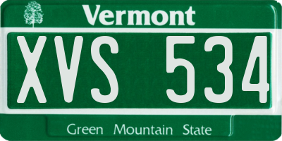 VT license plate XVS534