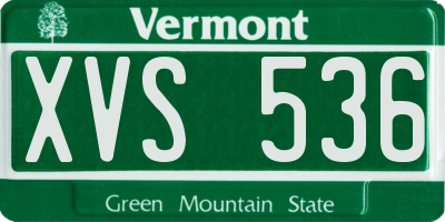 VT license plate XVS536