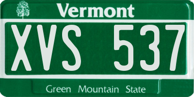 VT license plate XVS537