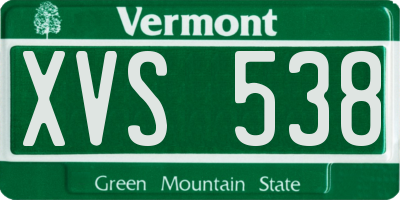 VT license plate XVS538