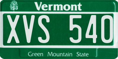 VT license plate XVS540