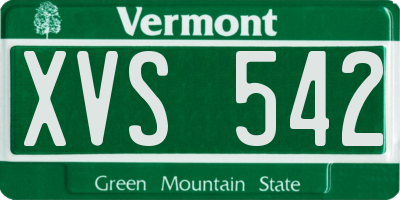 VT license plate XVS542