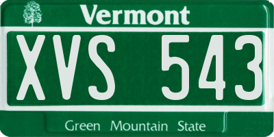 VT license plate XVS543