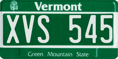 VT license plate XVS545