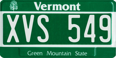 VT license plate XVS549