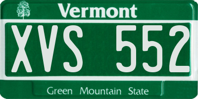 VT license plate XVS552