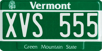 VT license plate XVS555