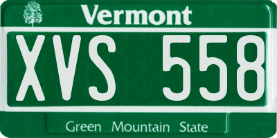 VT license plate XVS558