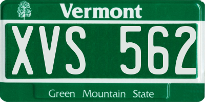 VT license plate XVS562