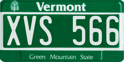 VT license plate XVS566
