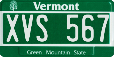 VT license plate XVS567
