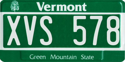 VT license plate XVS578