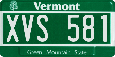 VT license plate XVS581