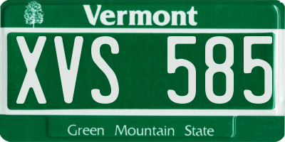 VT license plate XVS585