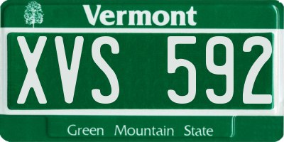 VT license plate XVS592