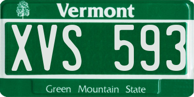 VT license plate XVS593