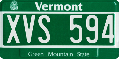 VT license plate XVS594