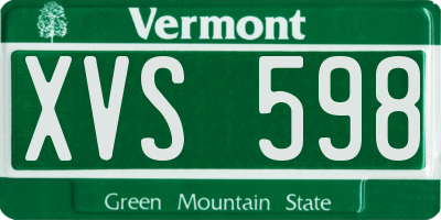 VT license plate XVS598