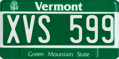 VT license plate XVS599