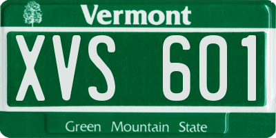 VT license plate XVS601