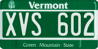 VT license plate XVS602