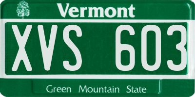 VT license plate XVS603