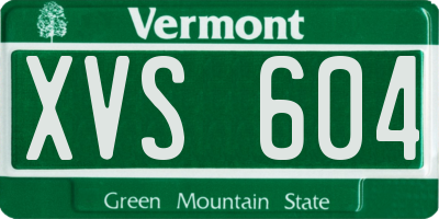 VT license plate XVS604