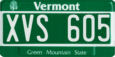 VT license plate XVS605