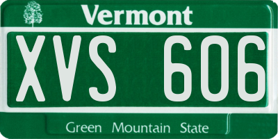 VT license plate XVS606