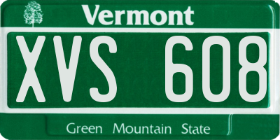 VT license plate XVS608