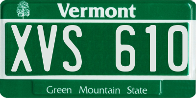 VT license plate XVS610
