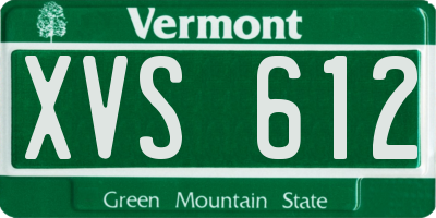 VT license plate XVS612