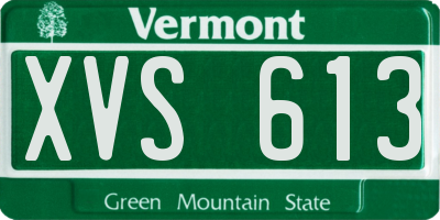 VT license plate XVS613