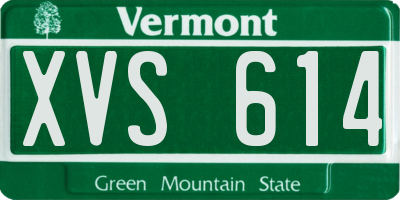 VT license plate XVS614