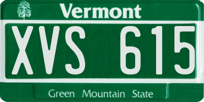VT license plate XVS615
