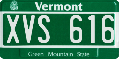 VT license plate XVS616