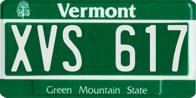 VT license plate XVS617